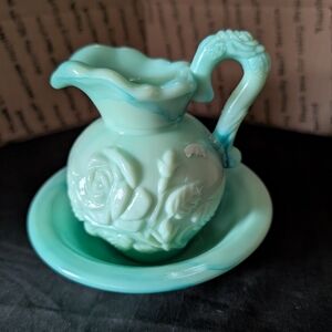 Elegant Mint Green Decorative Pitcher and Basin